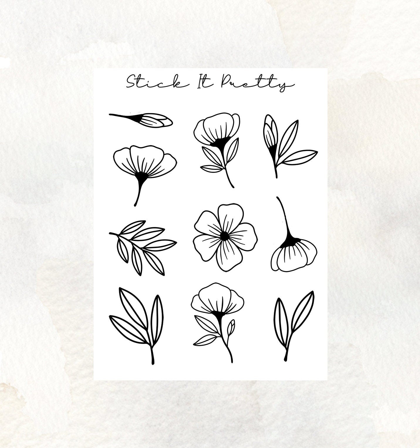 Black Floral Decorative Planner Stickers