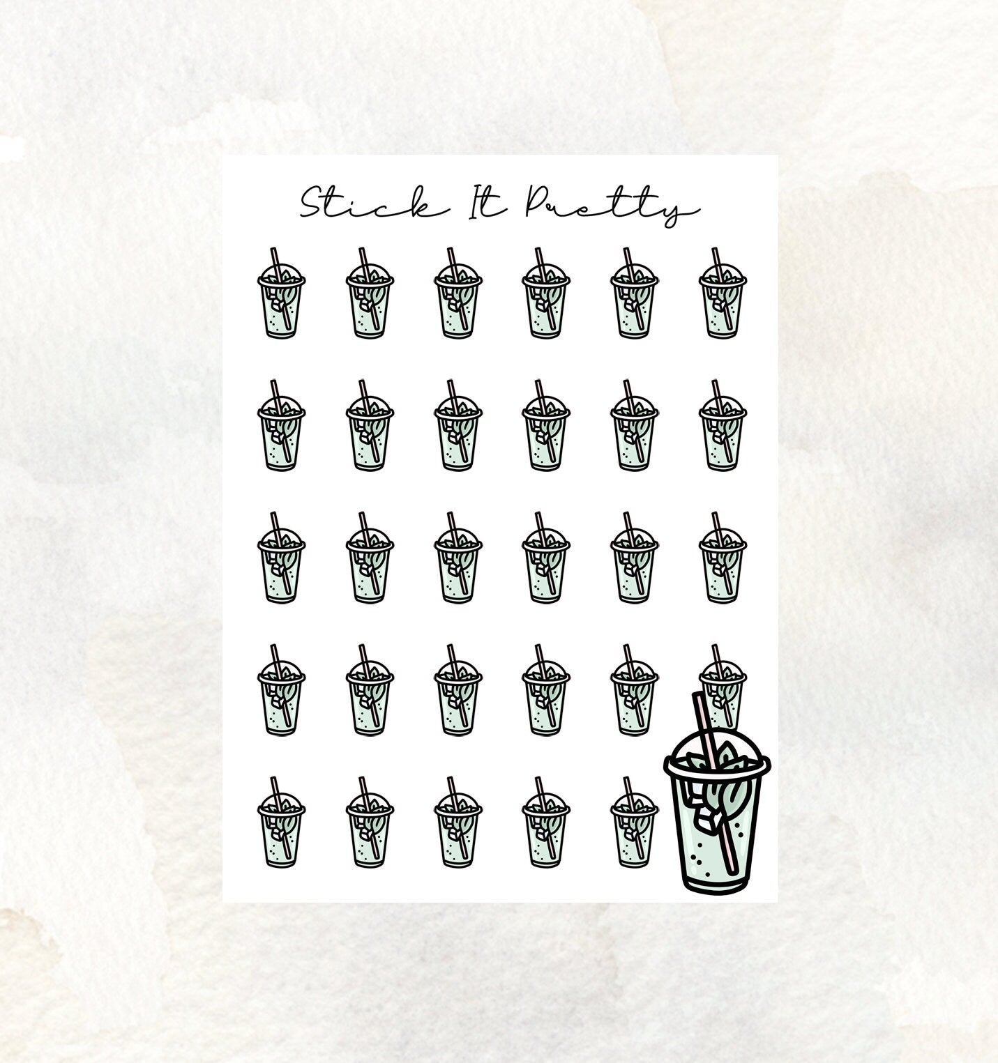 Mine Iced Tea Doodle Icon Planner Stickers