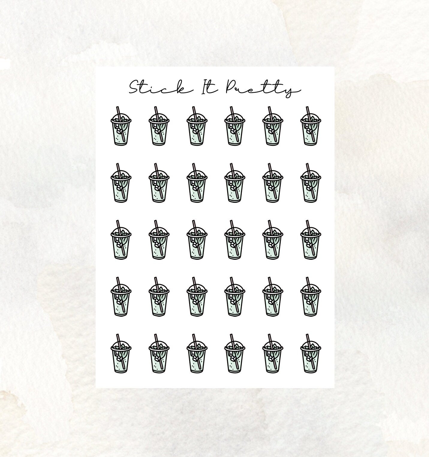 Mine Iced Tea Doodle Icon Planner Stickers