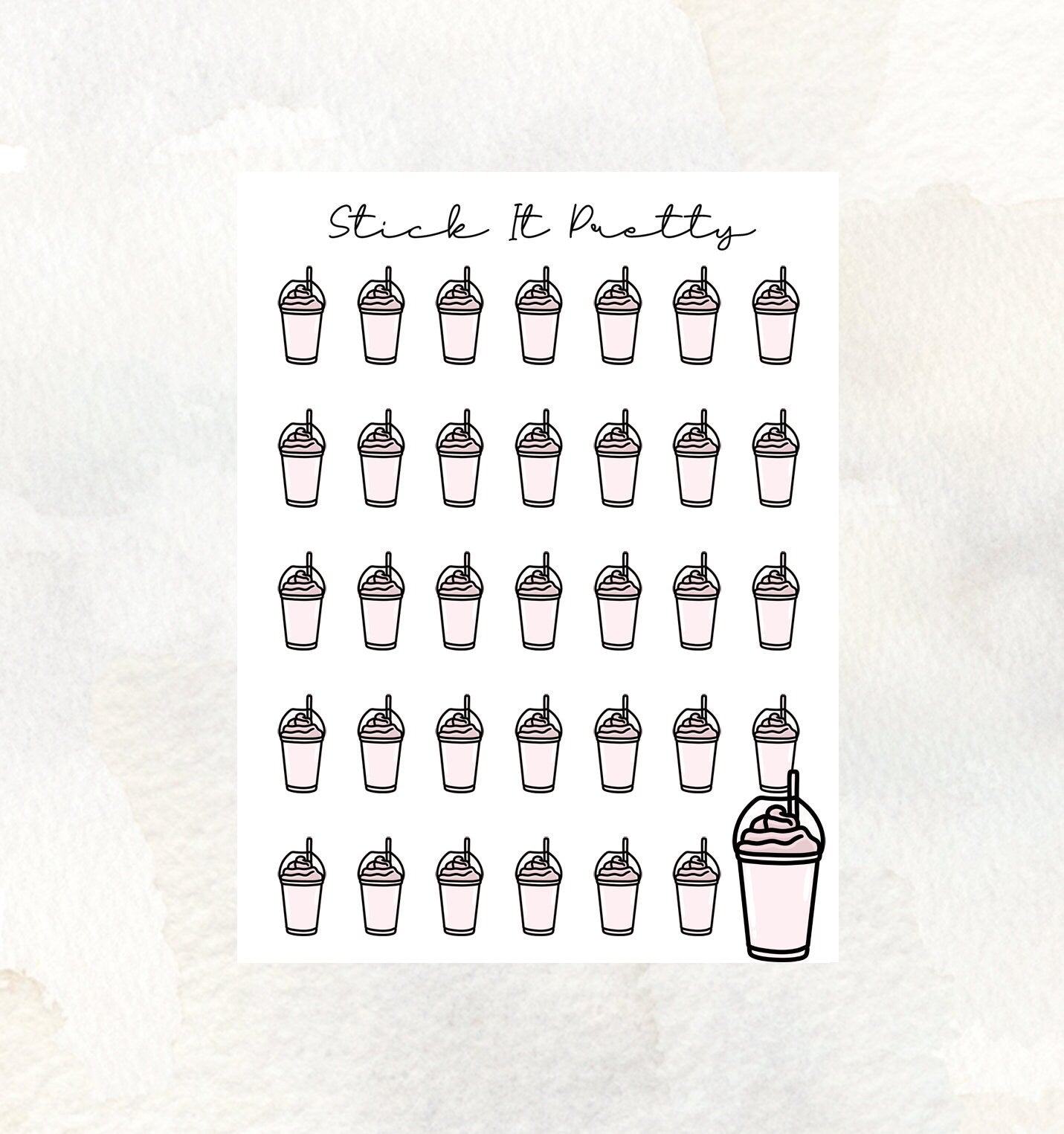 Milkshak/Iced Coffee Doodle Icon Planner Stickers