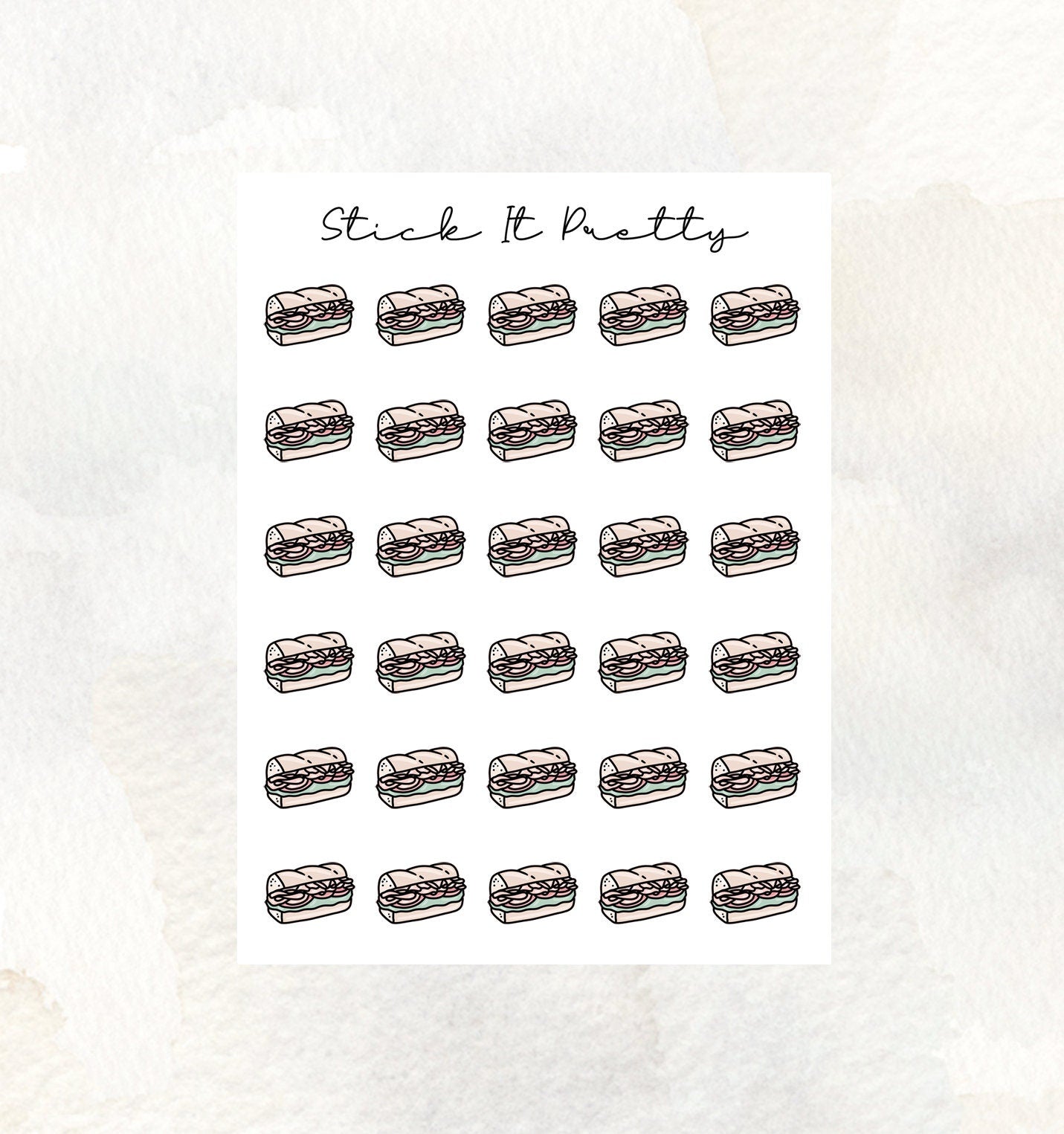 Sub Sandwich Doodle Icon Planner Stickers