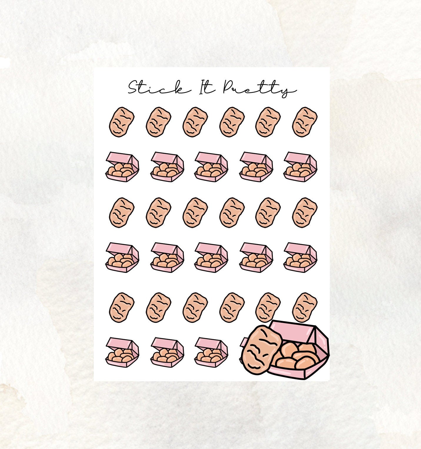 Chicken Nugget Doodle Icon Planner Stickers