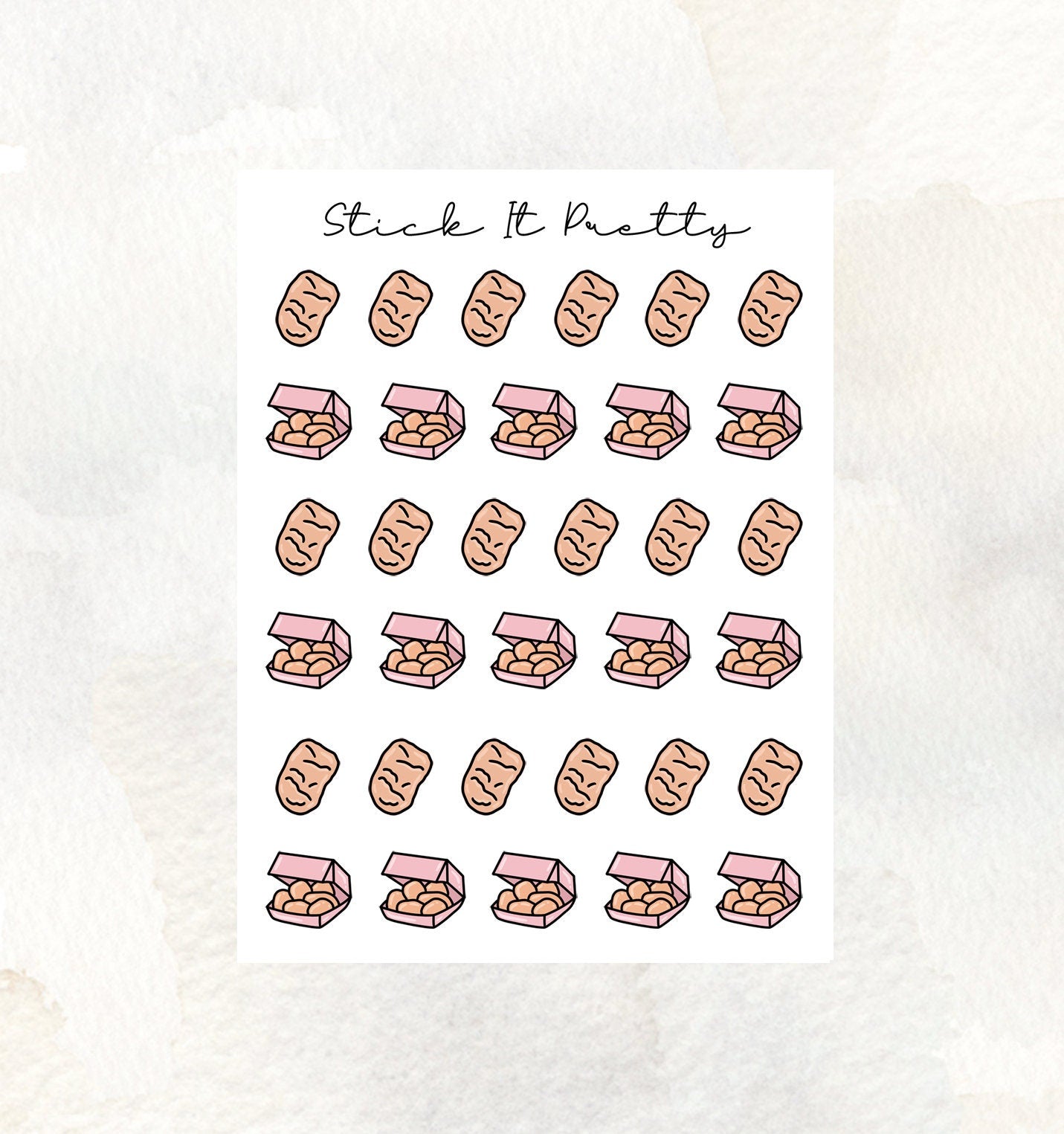 Chicken Nugget Doodle Icon Planner Stickers