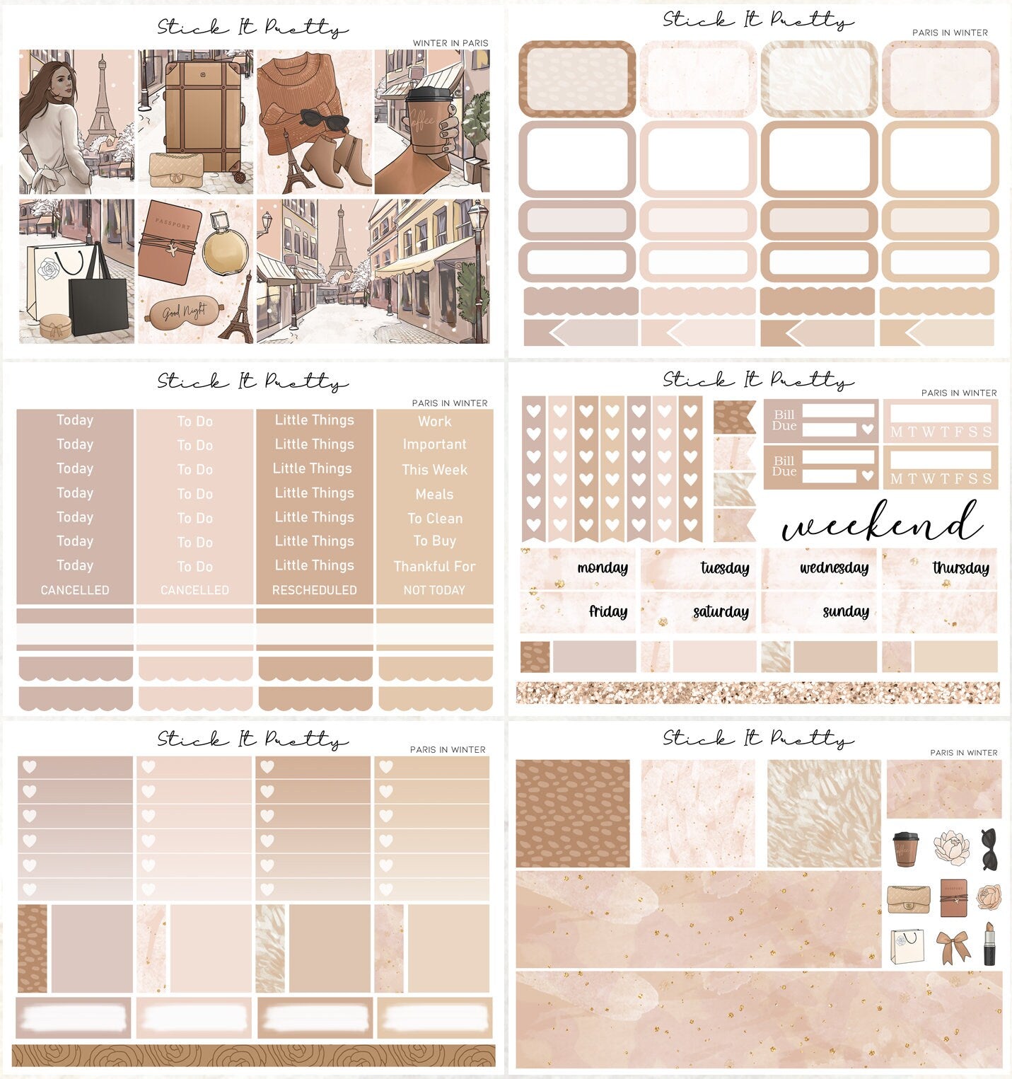 Paris in Winter Full Weekly Planner Sticker Kit