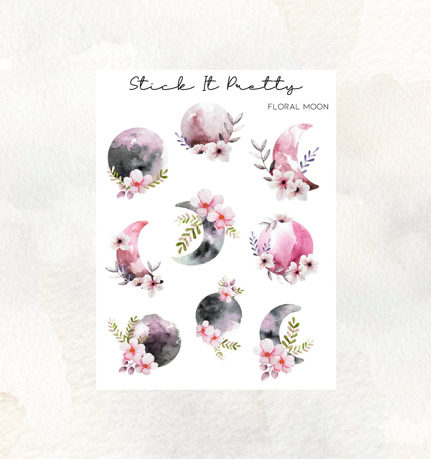 Floral Moon Decorative Planner Stickers