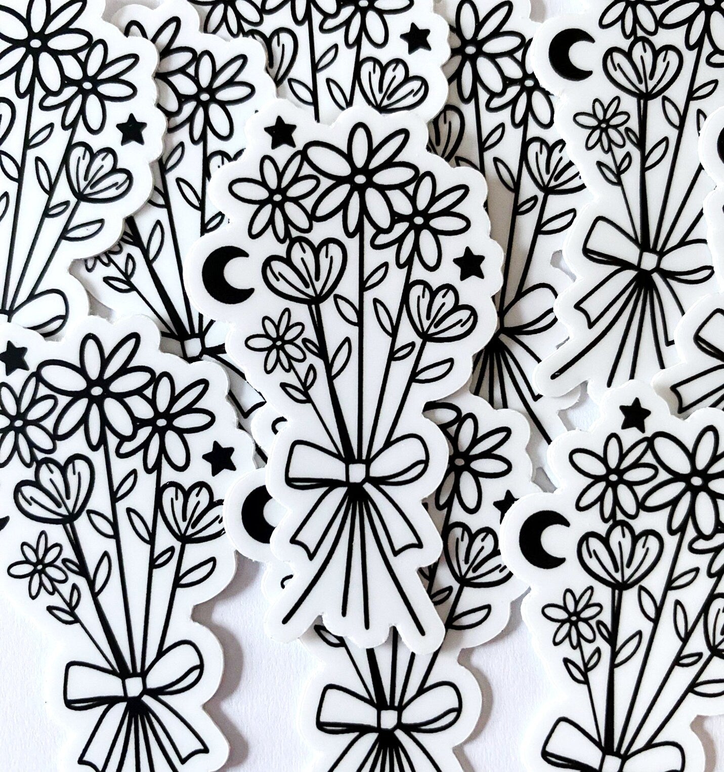 Celestial Floral Bouquet Die Cut Sticker