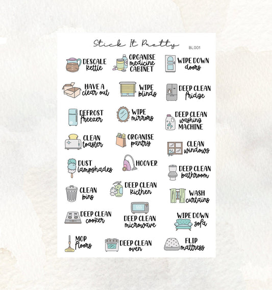 Spring Cleaning Bucket List Planner Stickers