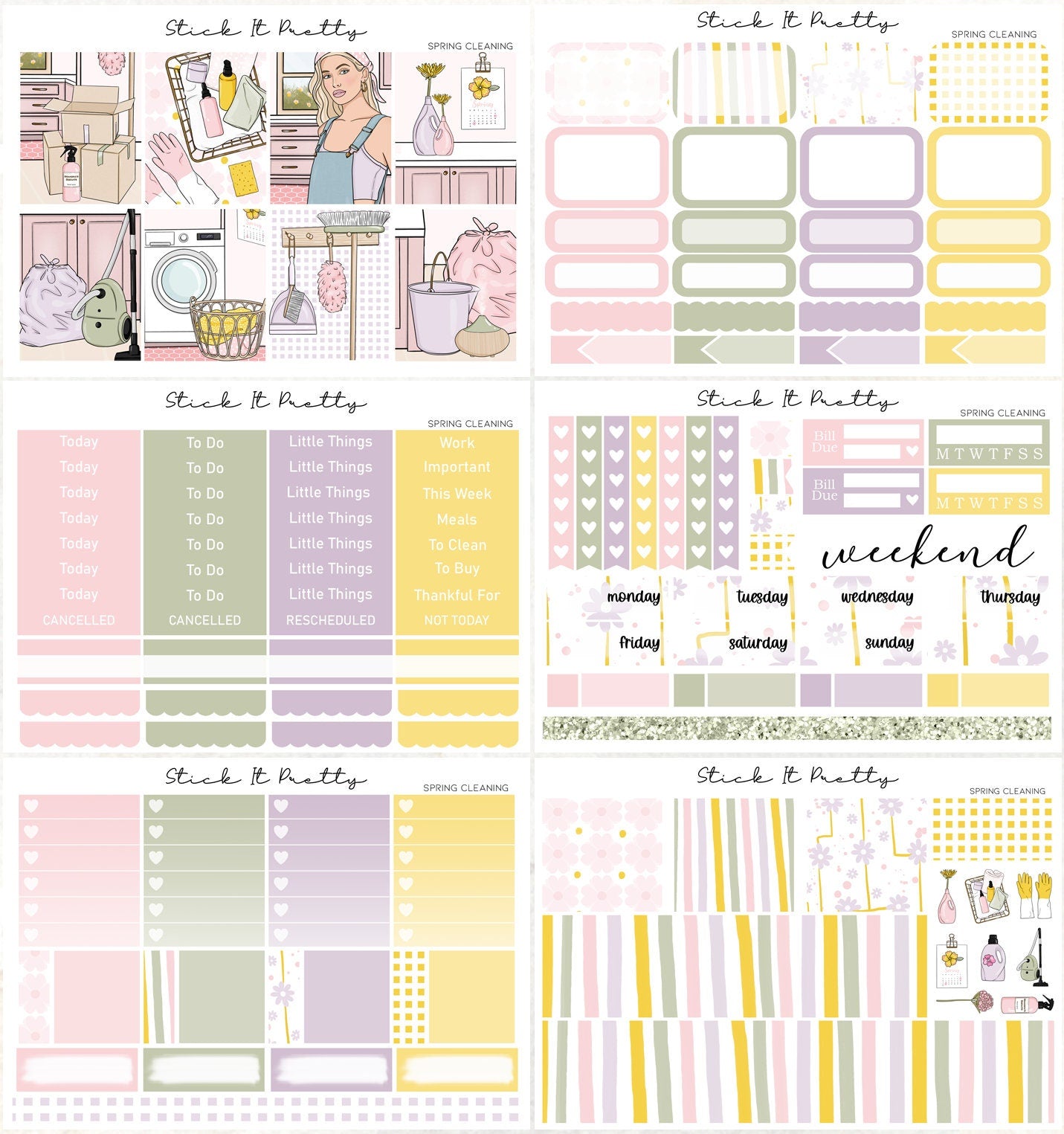 Spring Cleaning Full Weekly Planner Sticker Kit