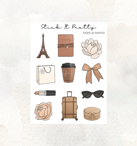 Paris in Winter Decorative Planner Stickers