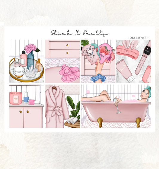 Pamper Nigh Full Weekly Planner Sticker Kit