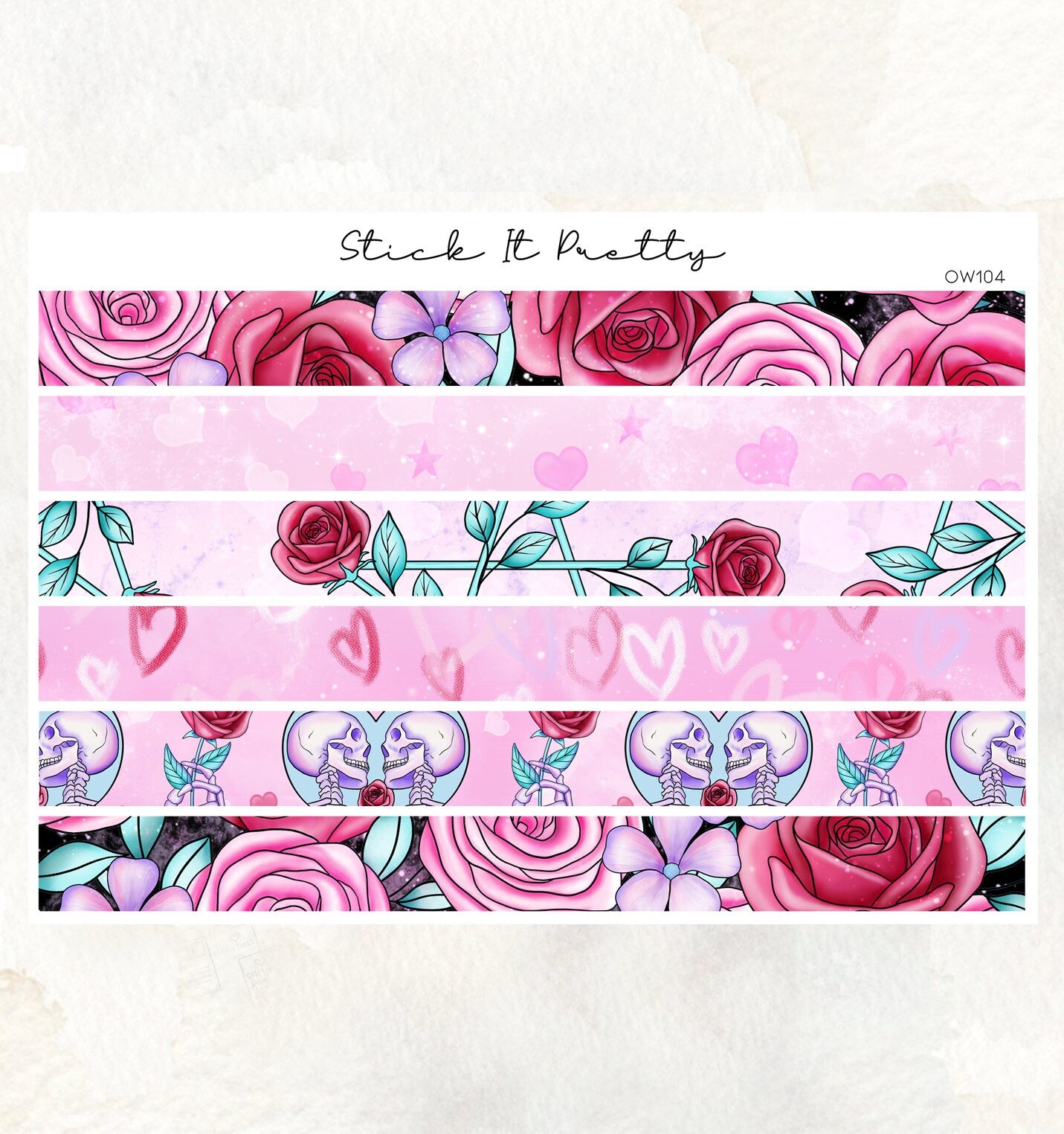 Love You To Death Washi Sticker Strips