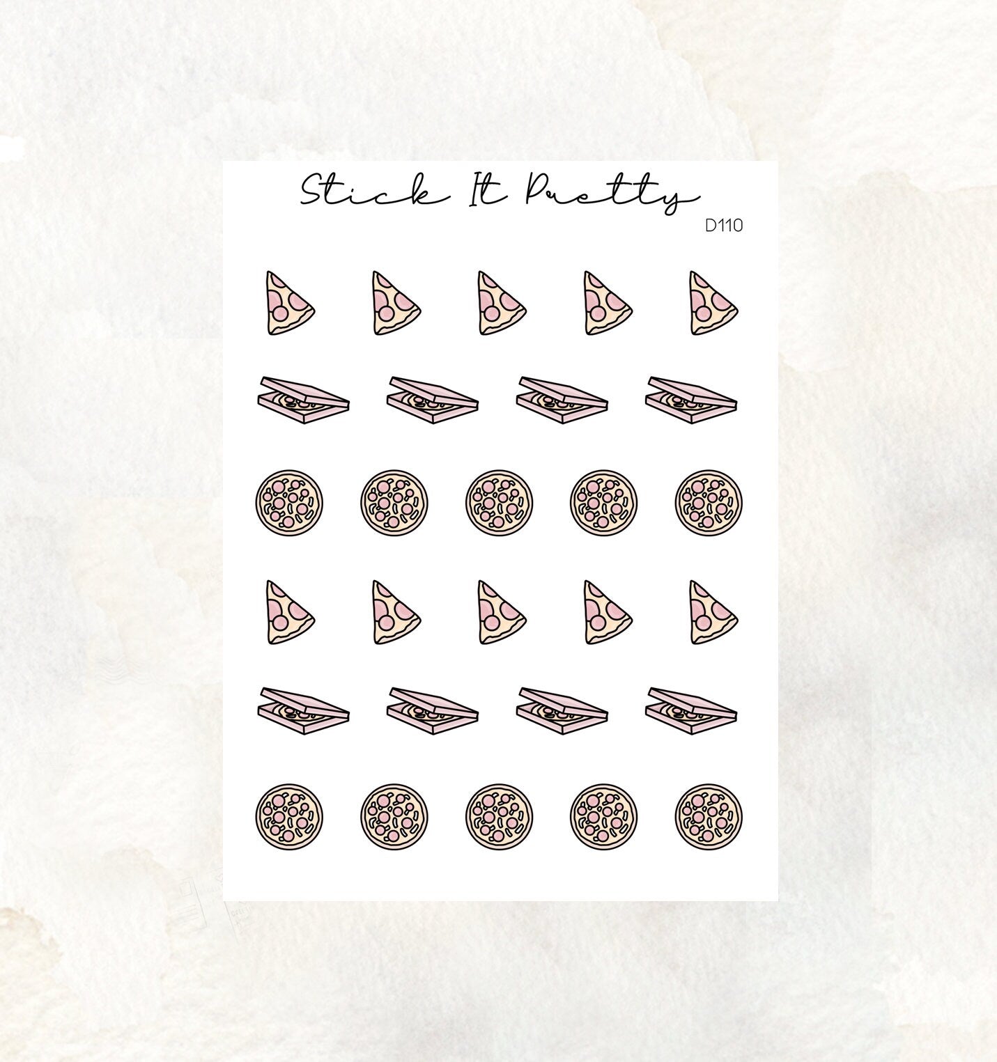 Pizza Doodle Icon Planner Stickers