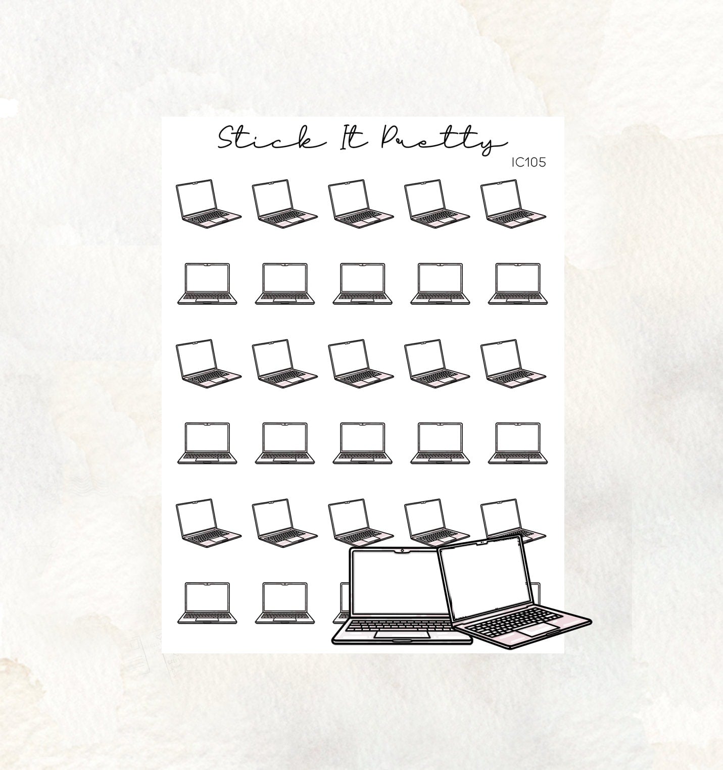 Laptop Doodle Icon Planner Stickers