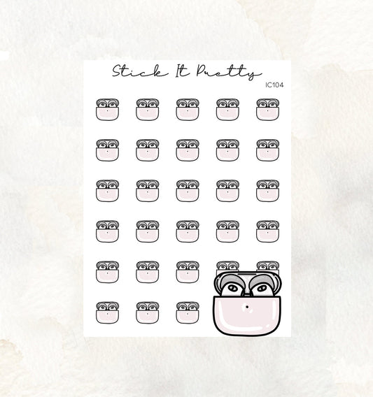 Earphone Doodle Icon Planner Stickers