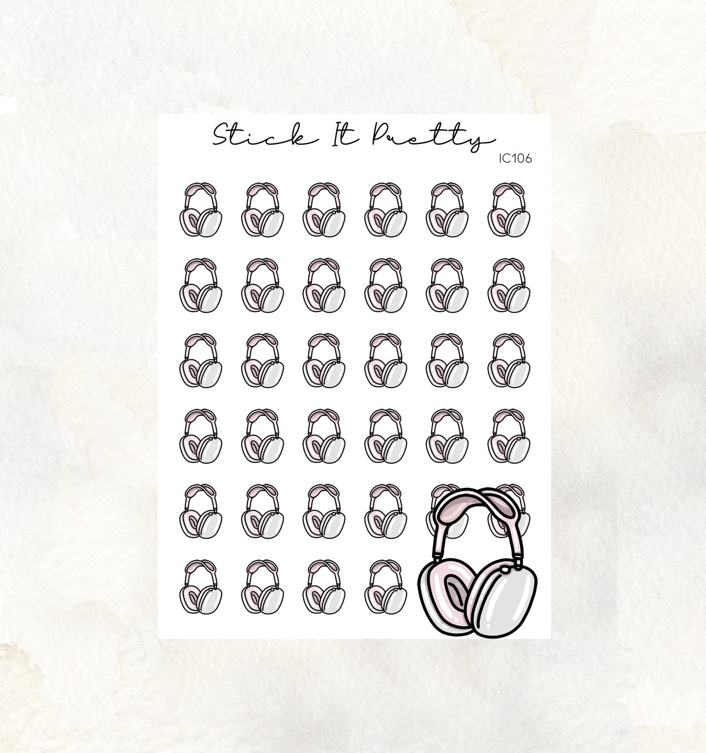 Headphone Doodle Icon Planner Stickers