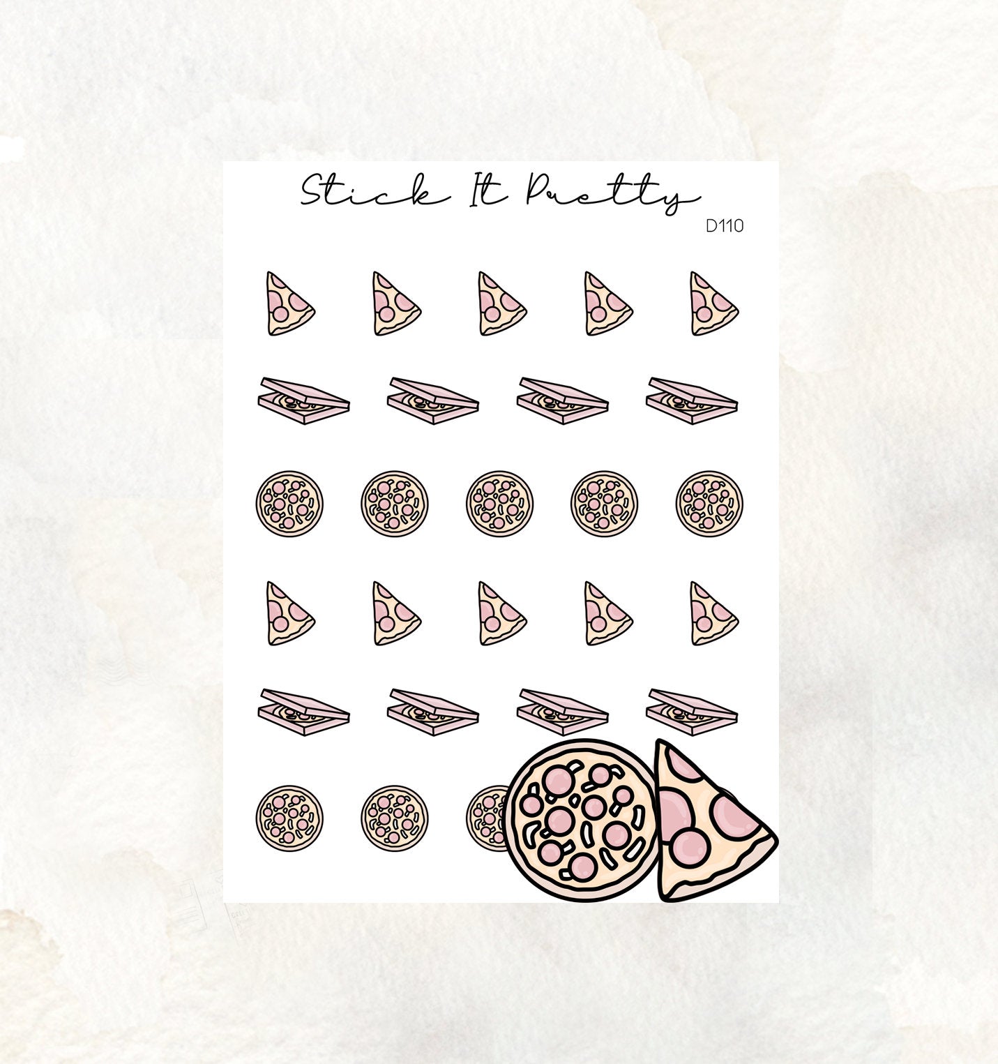 Pizza Doodle Icon Planner Stickers