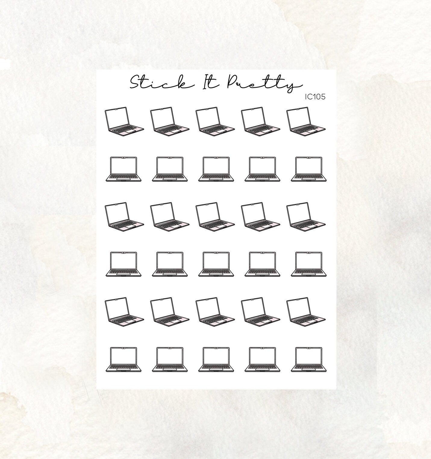 Laptop Doodle Icon Planner Stickers