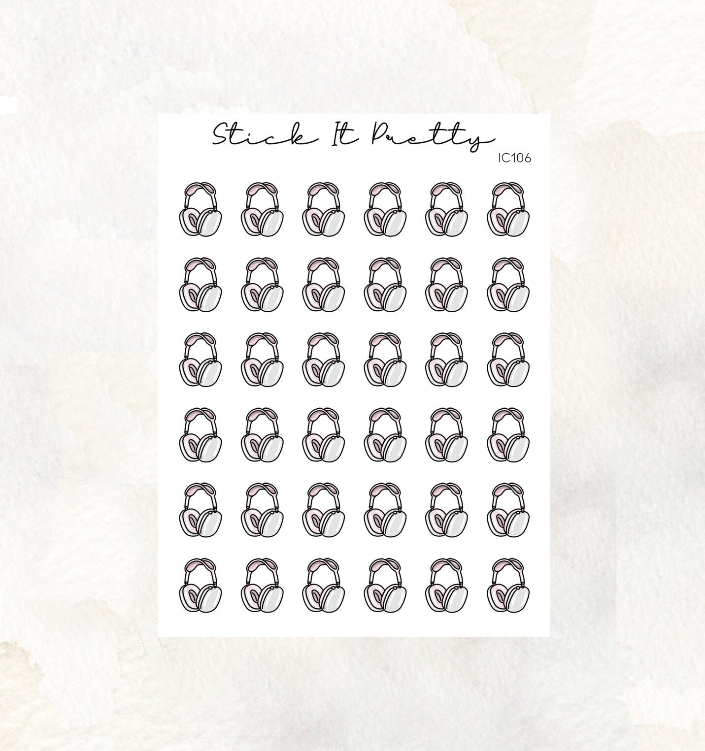 Headphone Doodle Icon Planner Stickers