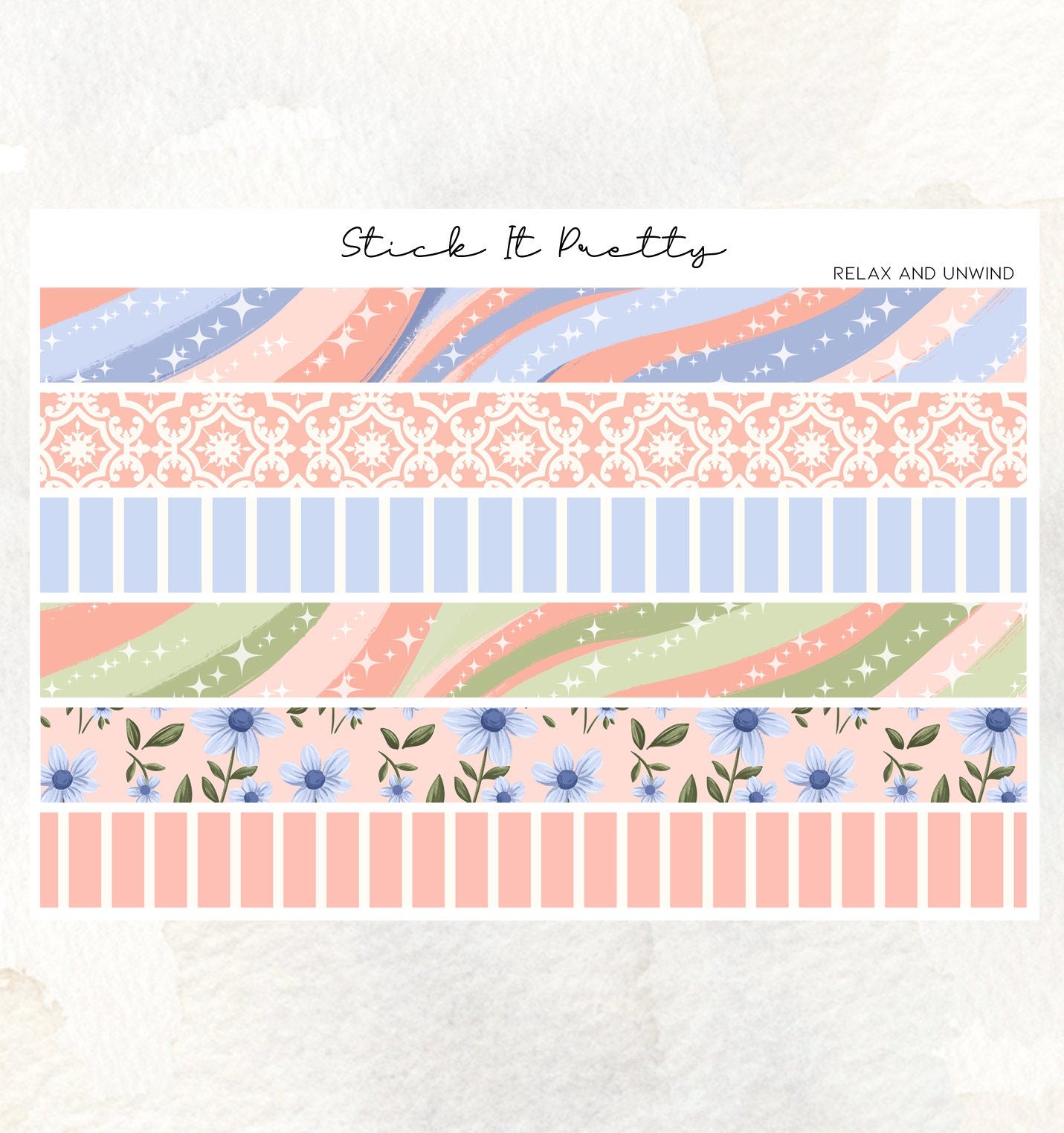 Relax and Unwind Washi Sticker Strips