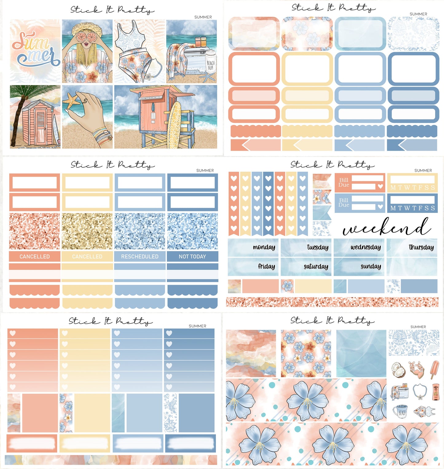 Summer Full Weekly Planner Sticker Kit