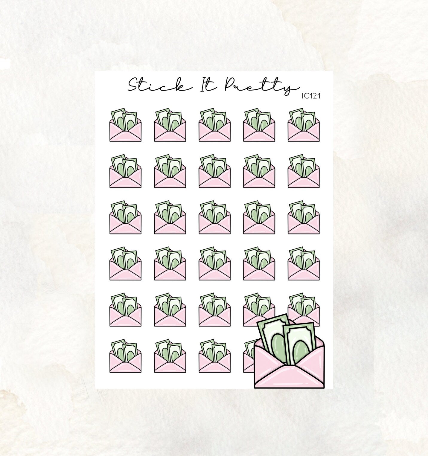 Cash Stuffing Doodle Icon planner Stickers