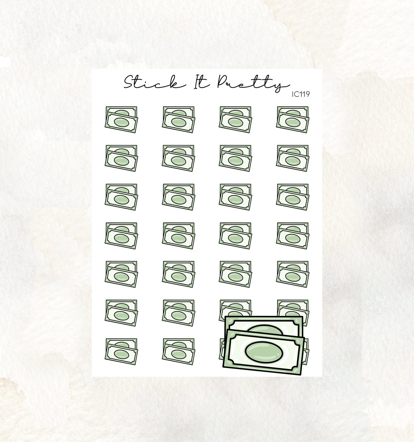 Money/Cash Doodle Icon planner Stickers