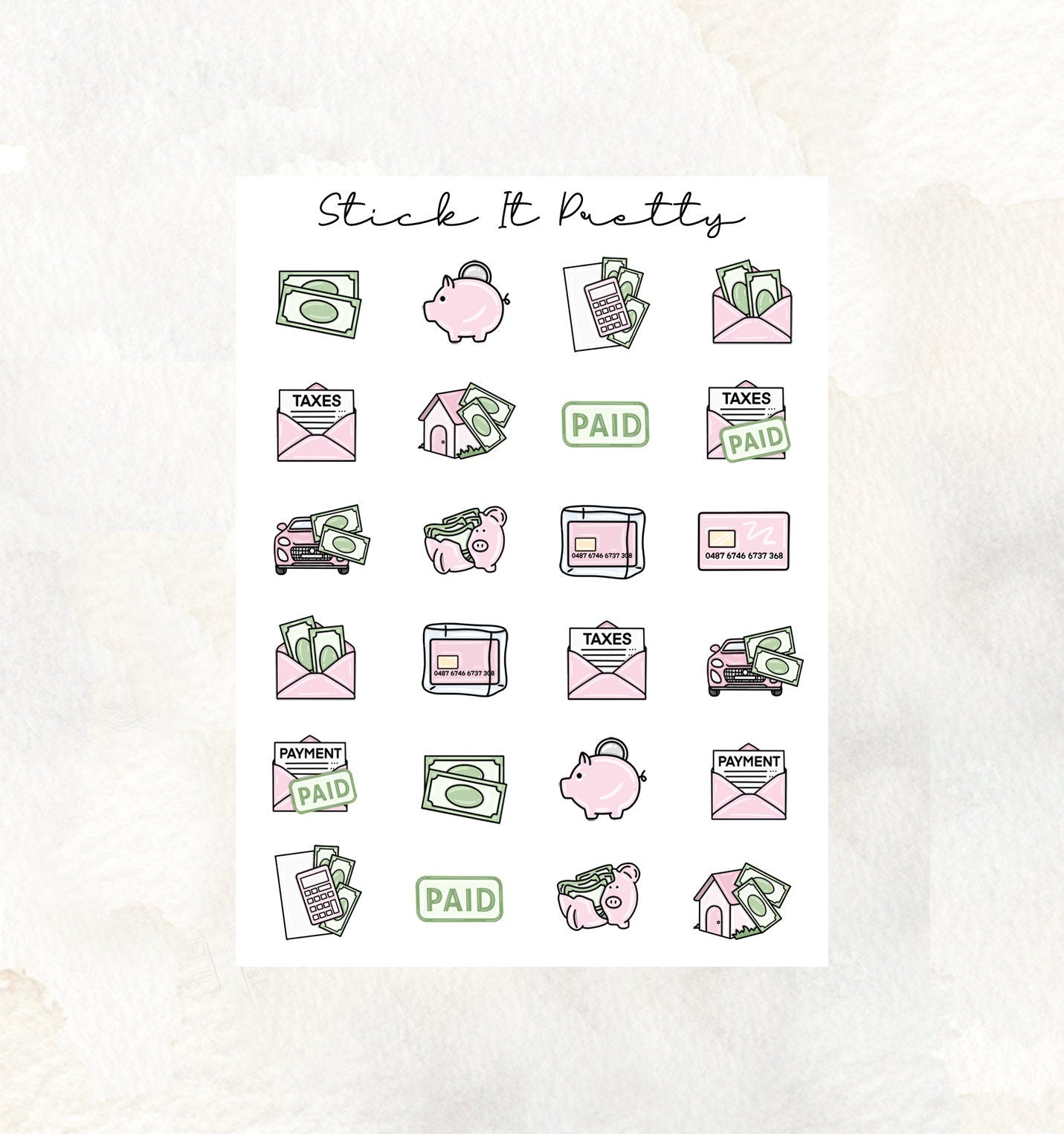 Mixed Budgeting Doodle Icon planner Stickers