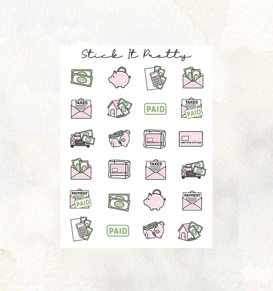 Mixed Budgeting Doodle Icon planner Stickers