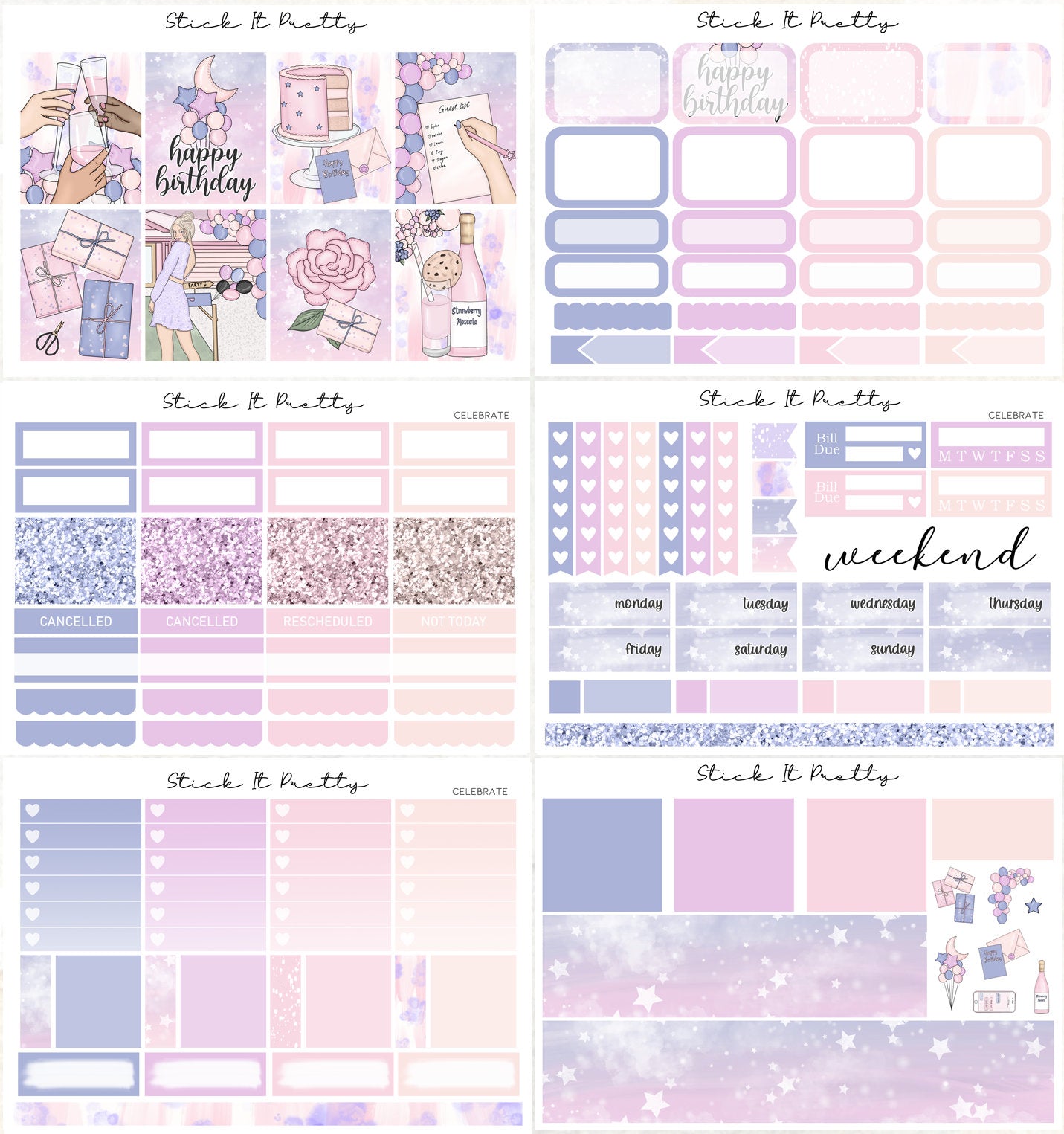 Celebrate Full Weekly Planner Sticker Kit