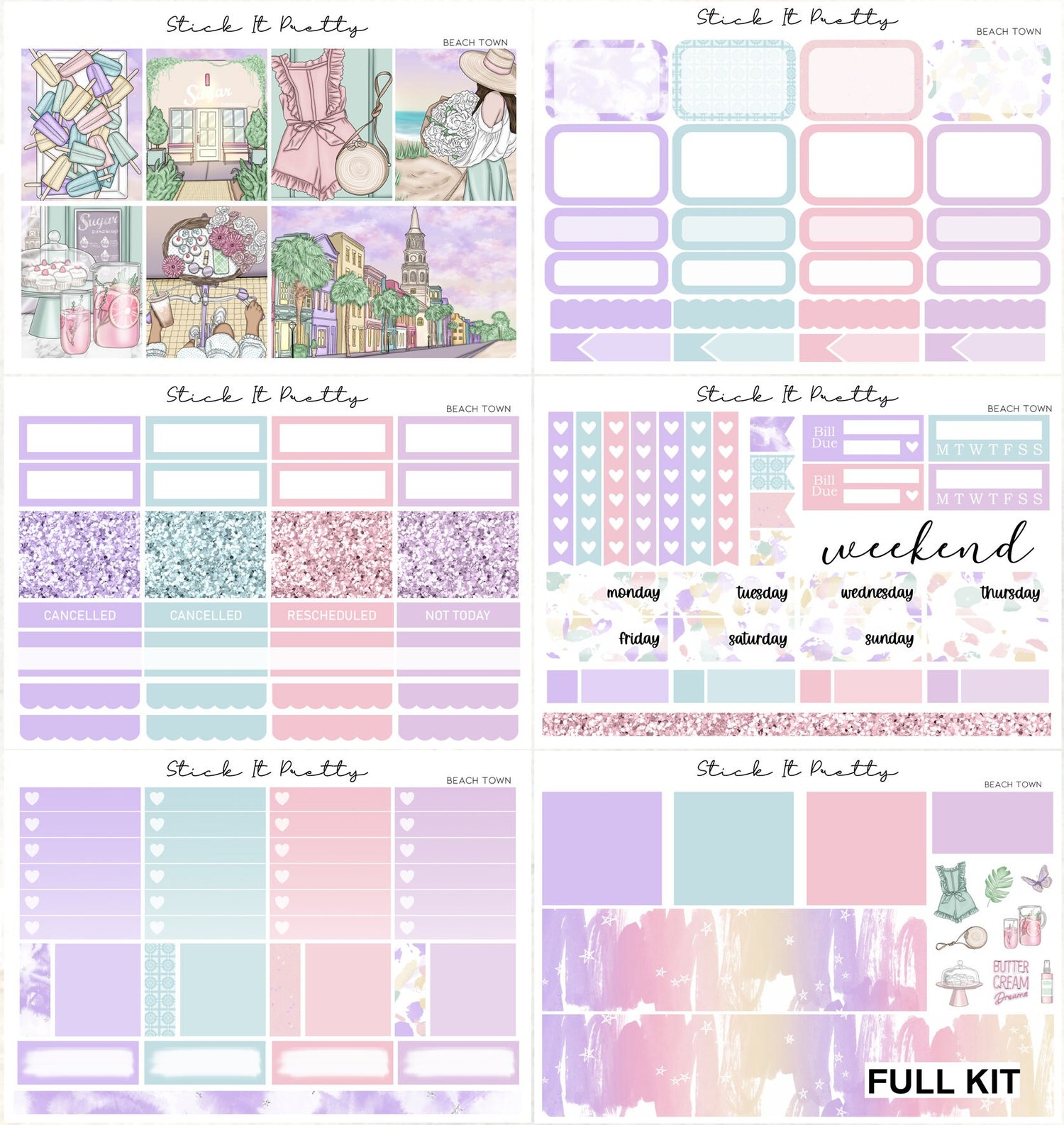 Beach Town Weekly Planner Sticker Kit