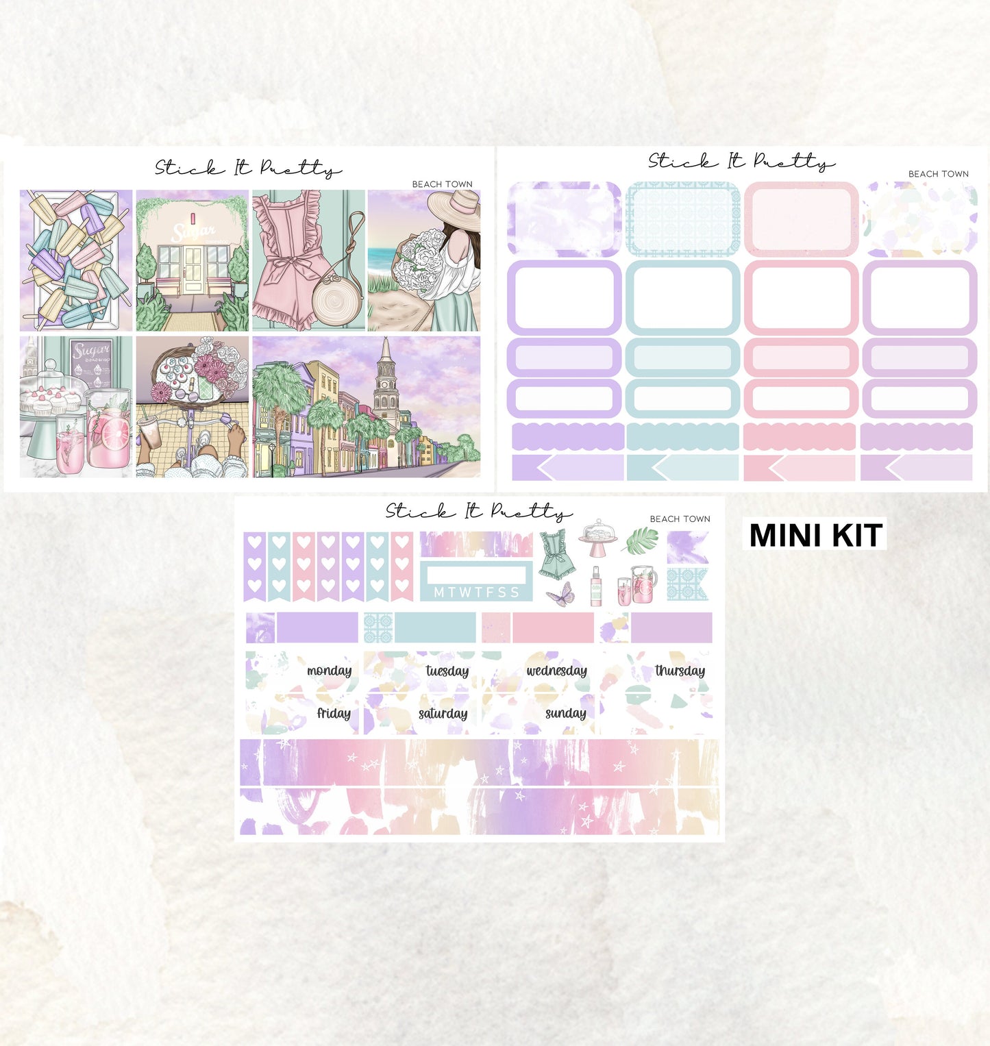 Beach Town Weekly Planner Sticker Kit