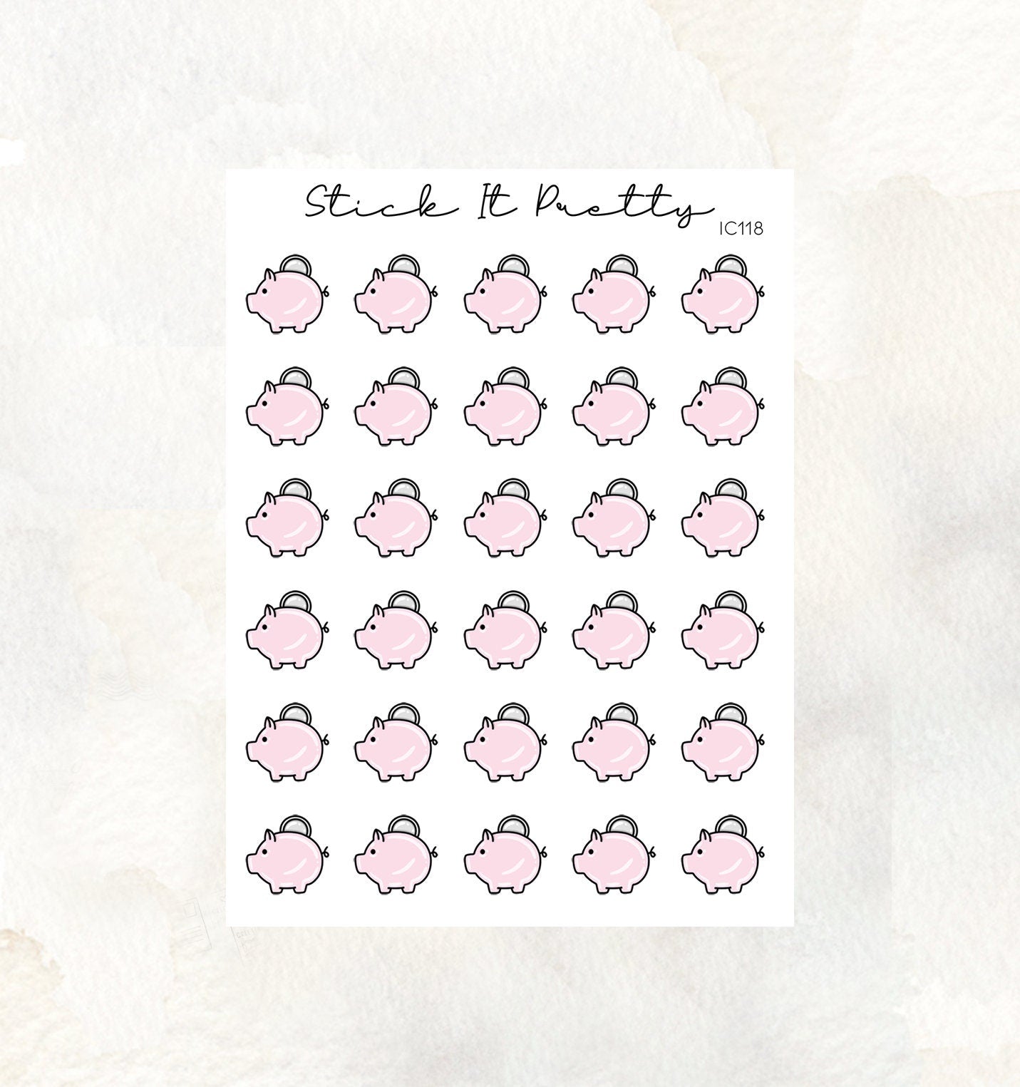 Piggy Bank Doodle Icon planner Stickers