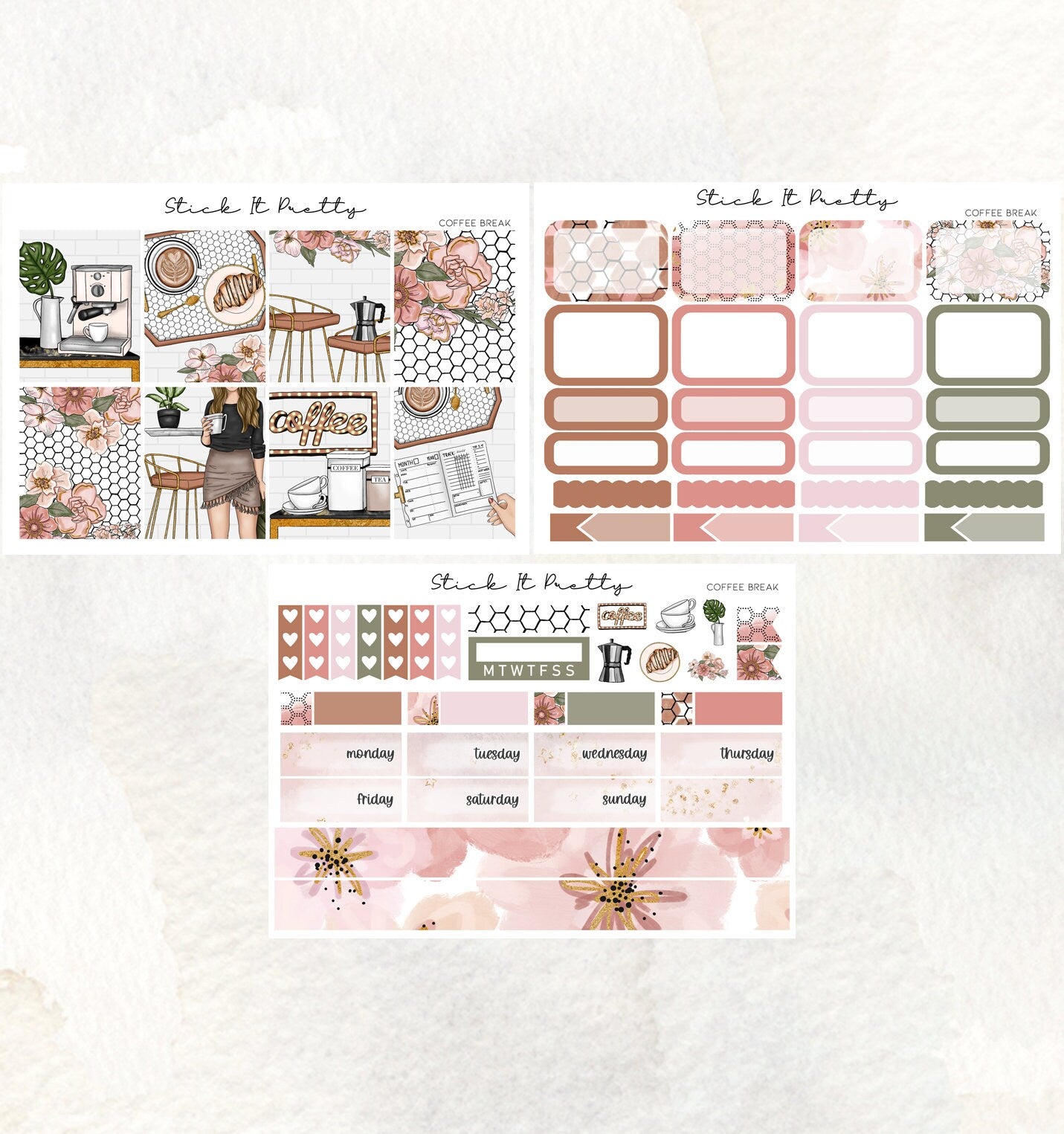 Coffee Break Mini Weekly Planner Sticker Kit