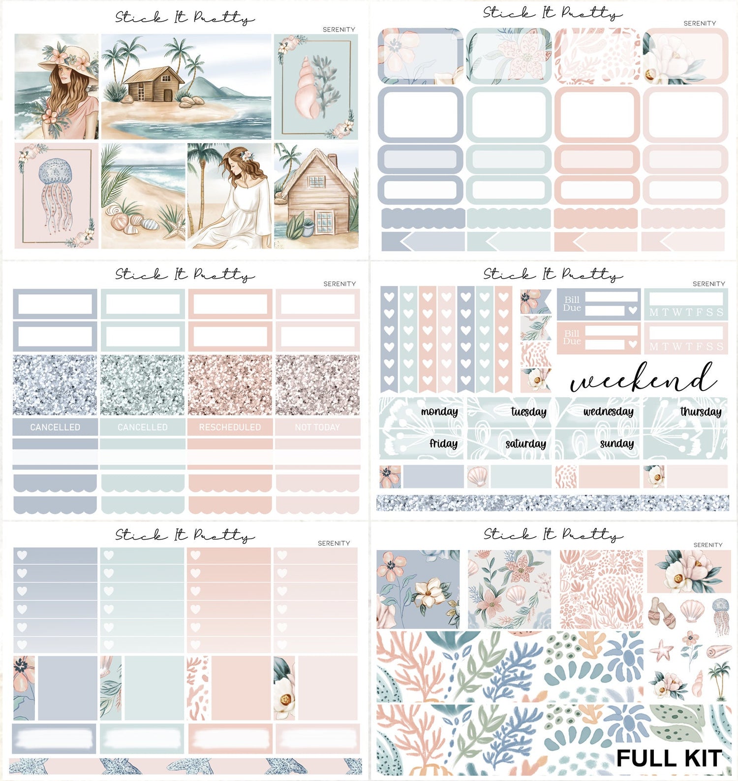 Serenity Weekly Planner Sticker Kit