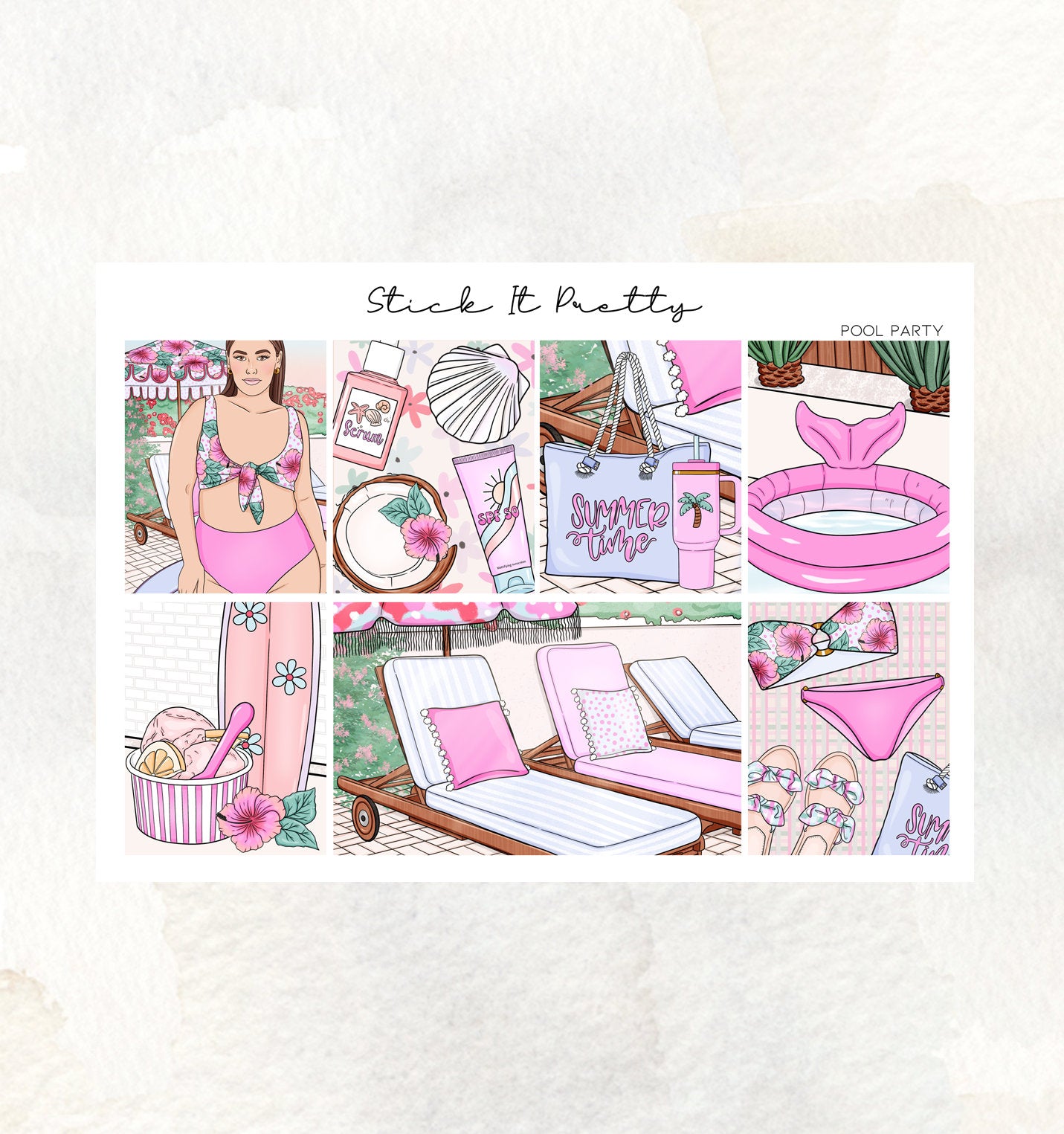 Pool Party Weekly Planner Sticker Kit