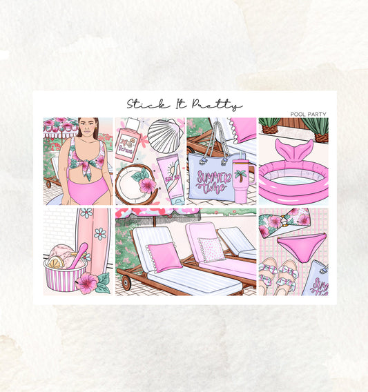 Pool Party Weekly Planner Sticker Kit