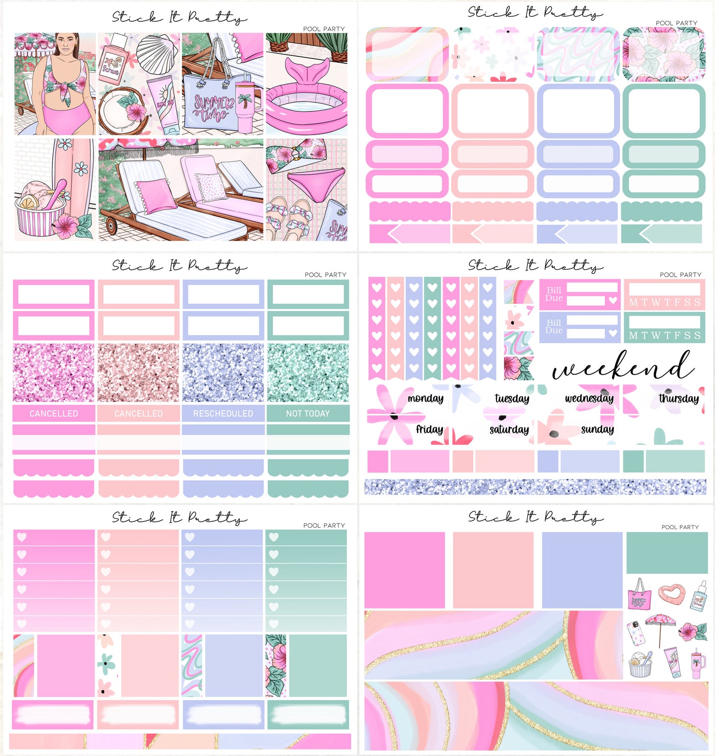 Pool Party Weekly Planner Sticker Kit