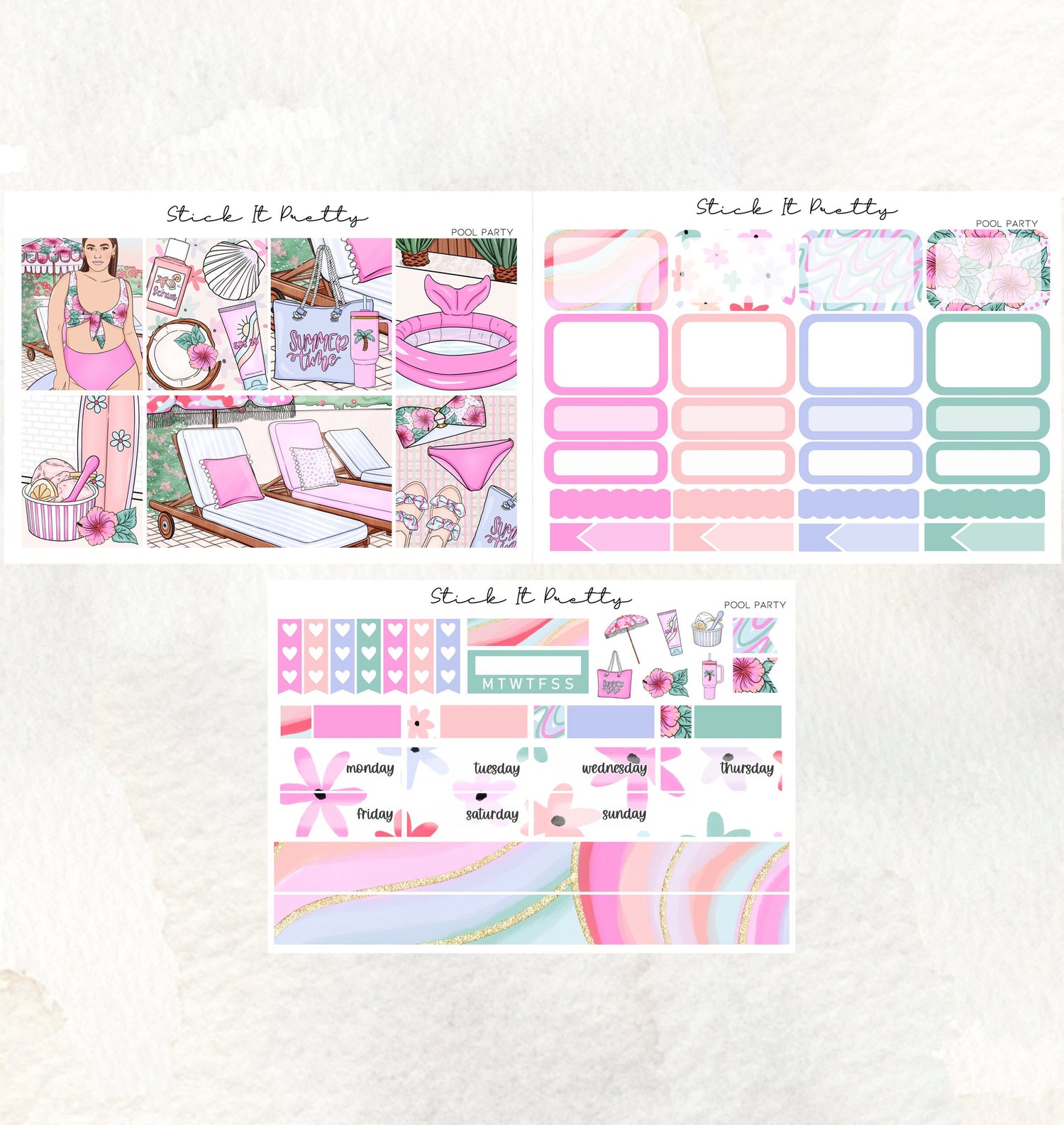 Pool Party Weekly Planner Sticker Kit