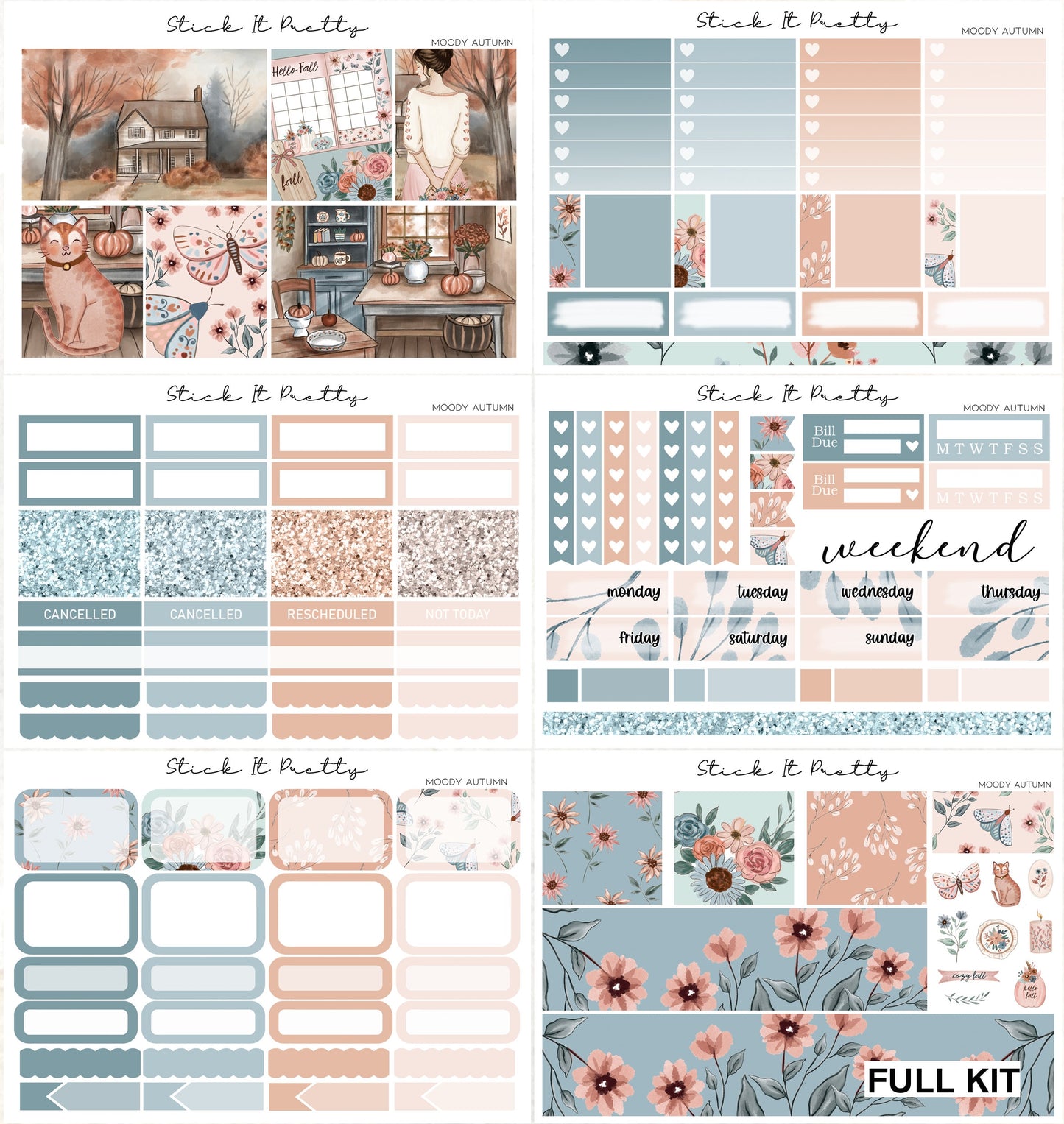 Moody Autumn Weekly Planner Sticker Kit