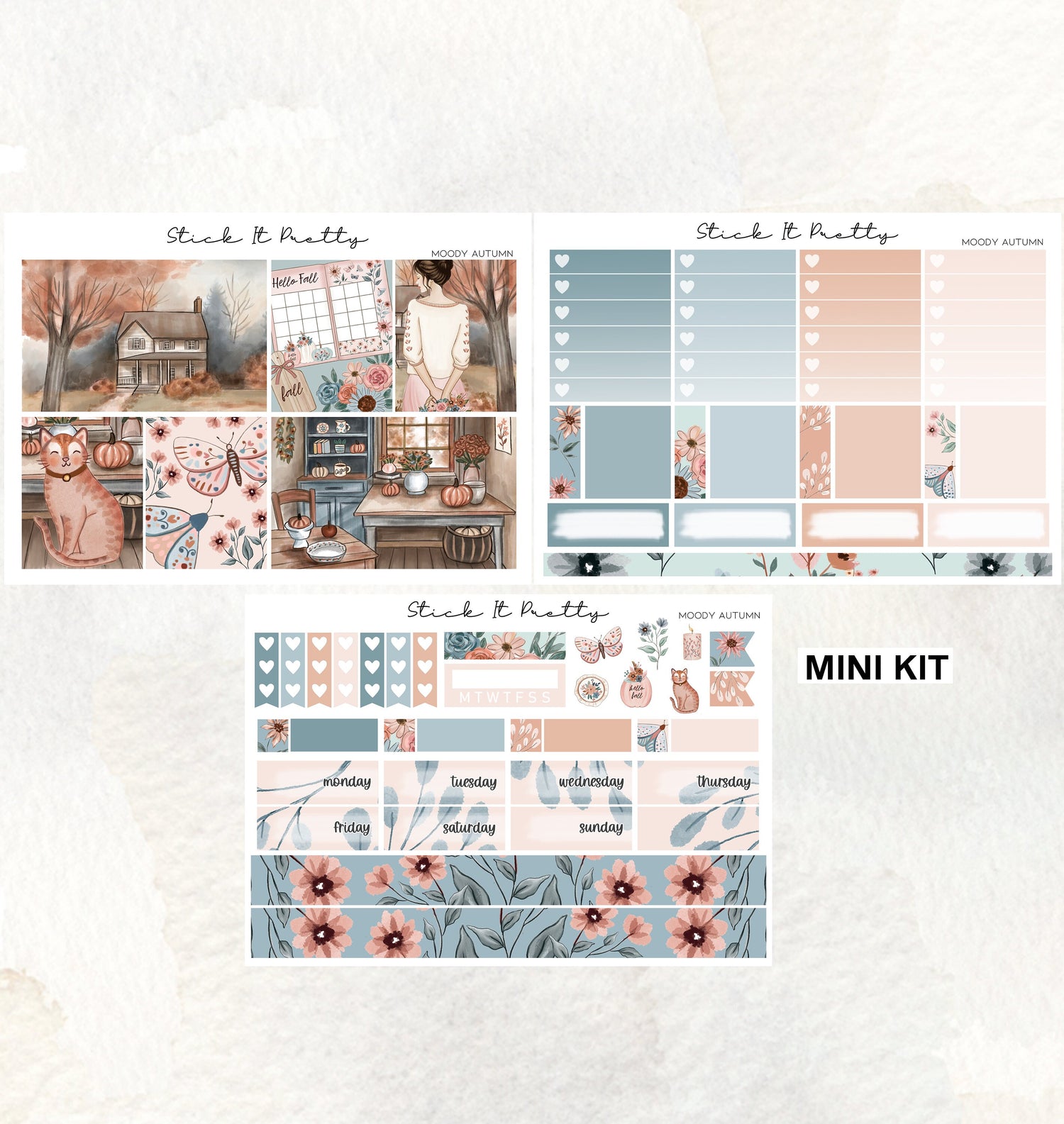 Moody Autumn Weekly Planner Sticker Kit