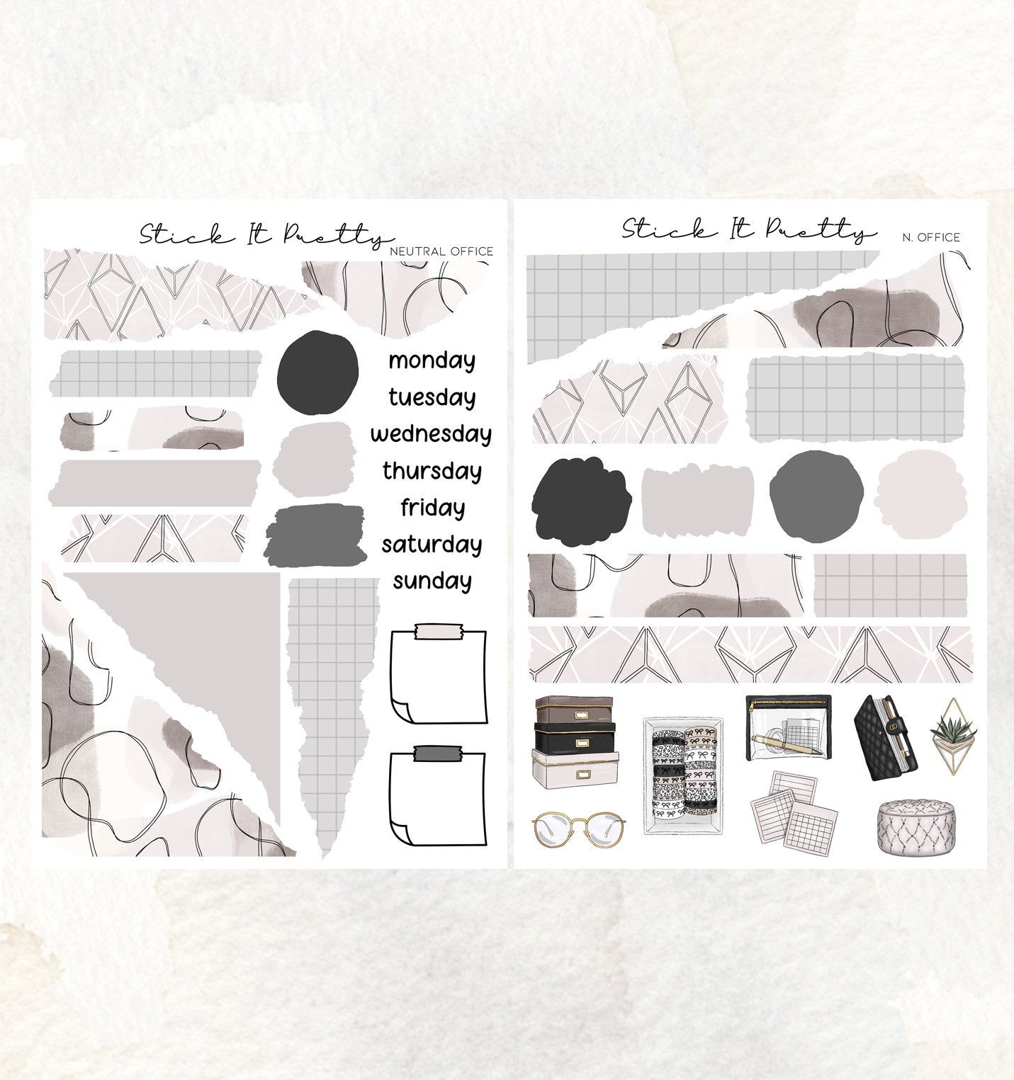 Neutral Office Journaling Planner Sticker Kit