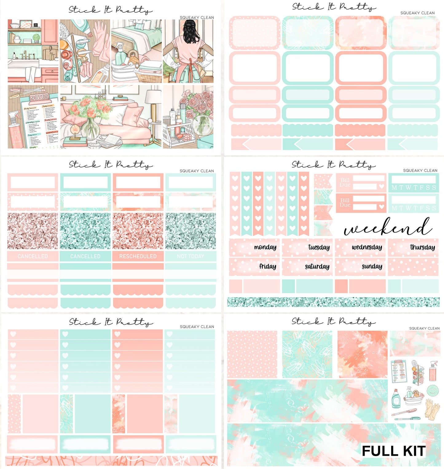 Squeaky Clean Weekly Planner Sticker Kit