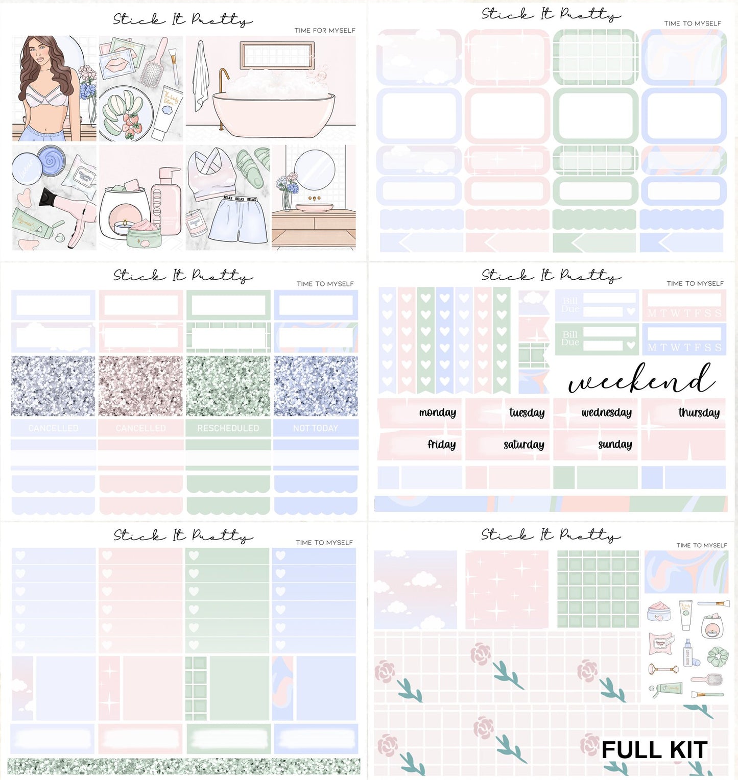 Time to Myself Weekly Planner Sticker Kit