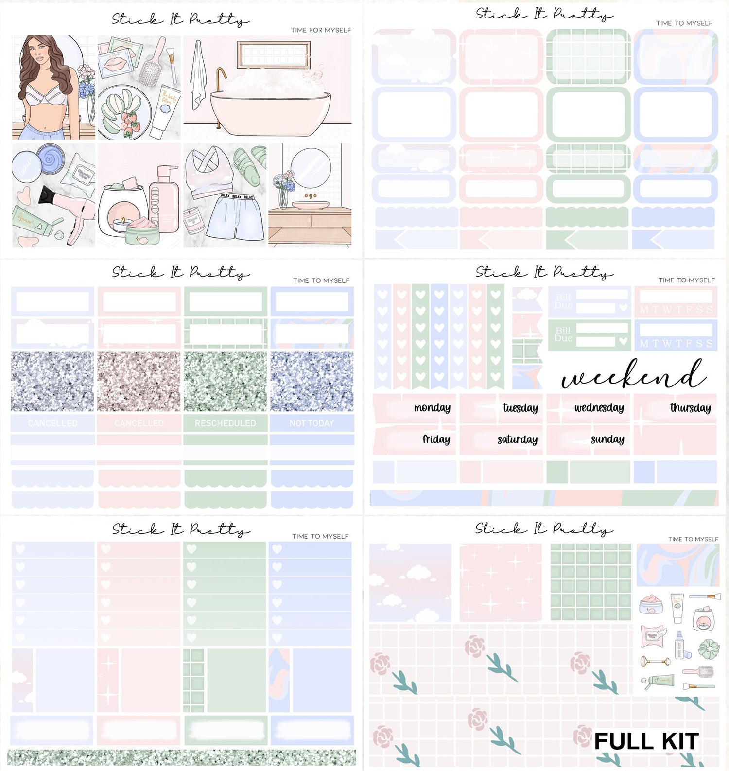 Time to Myself Weekly Planner Sticker Kit