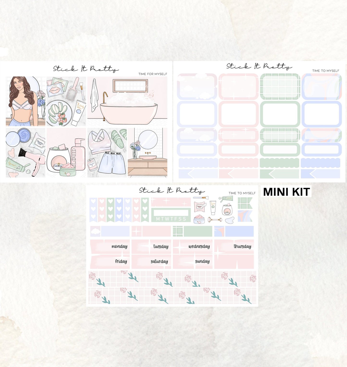 Time to Myself Weekly Planner Sticker Kit