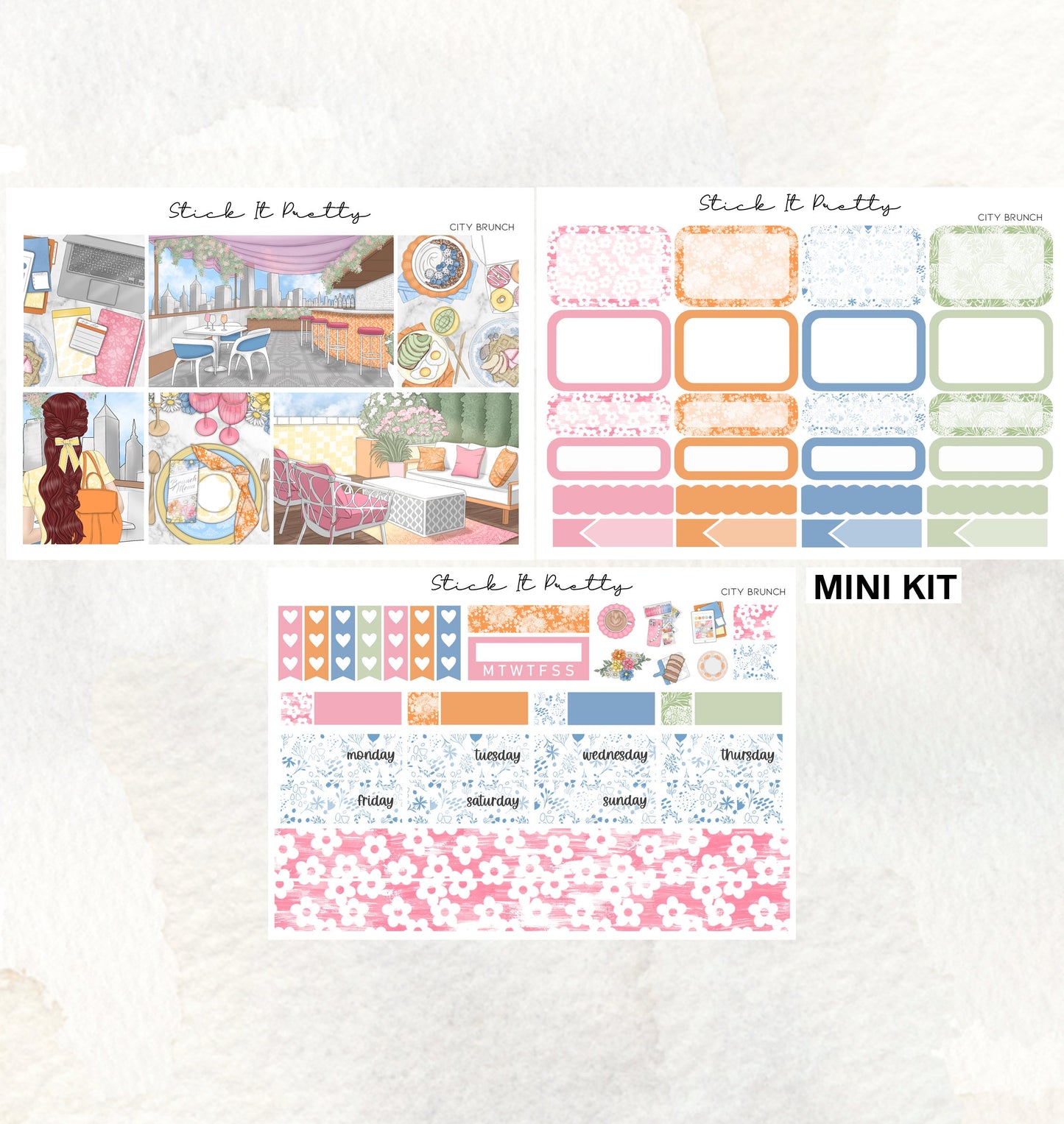 City Brunch Planning Weekly Planner Sticker Kit