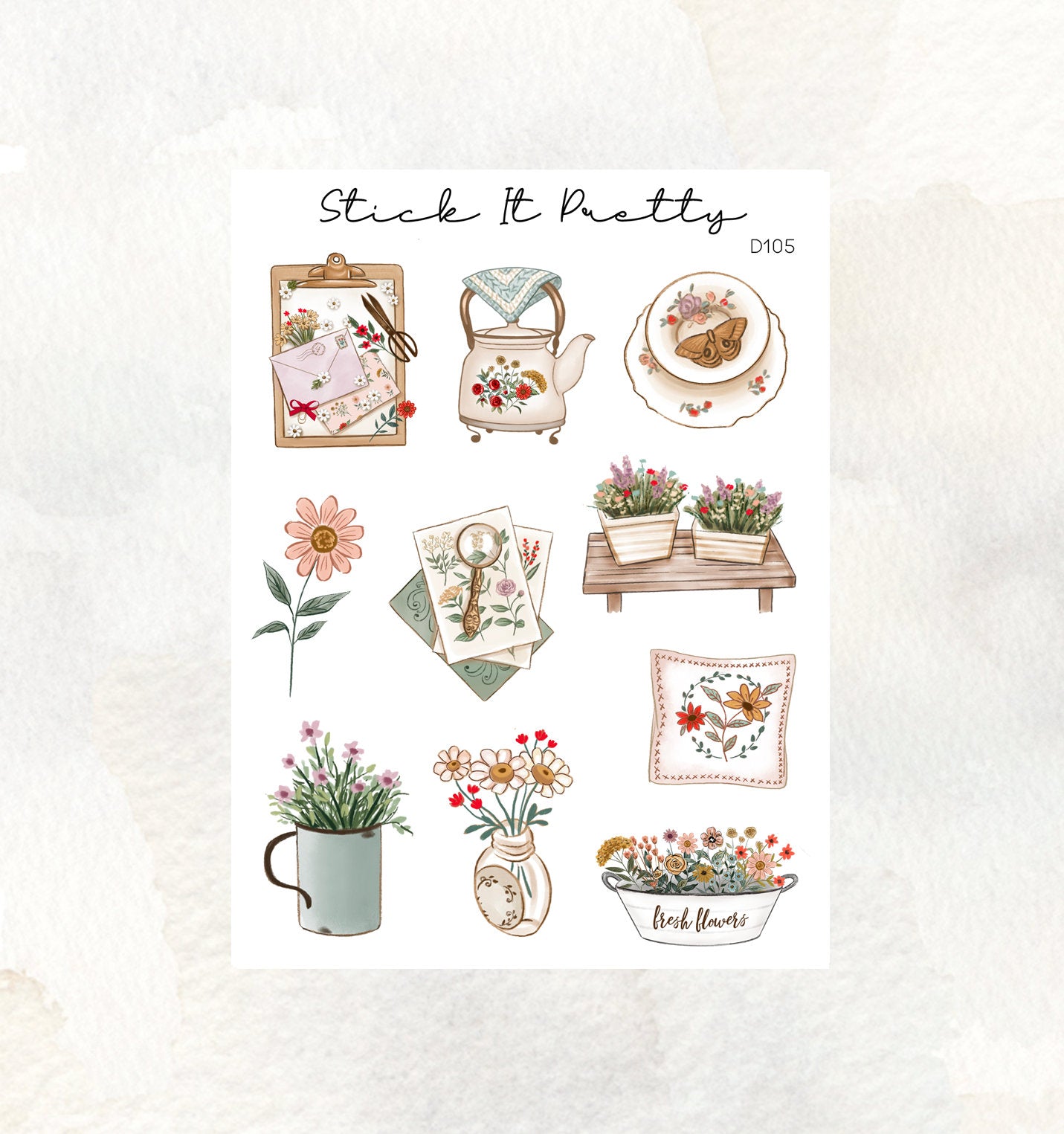 Spring Blooms Decorative Planner Stickers