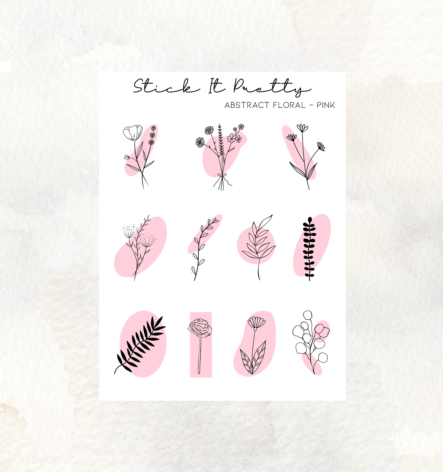 Pink Floral Abstract Decorative Stickers