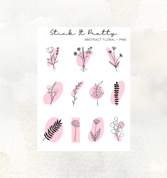 Pink Floral Abstract Decorative Stickers